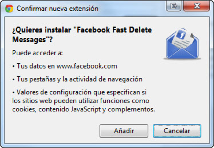 facebook fast delete messages chrome