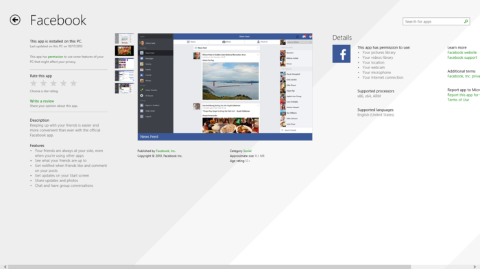 facebook download windows 10