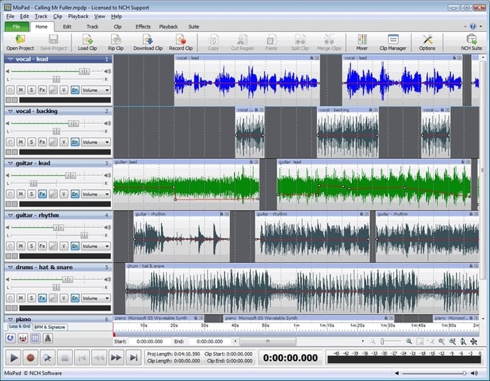 mixpad multitrack recording software