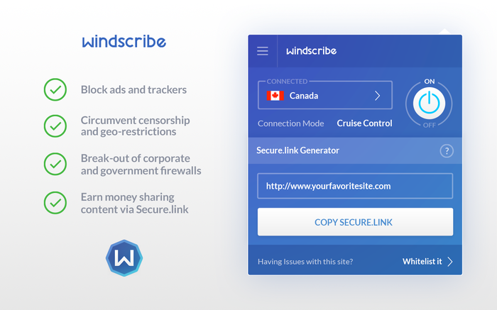 Windscribe Free Proxy and Ad Blocker for Chrome Free