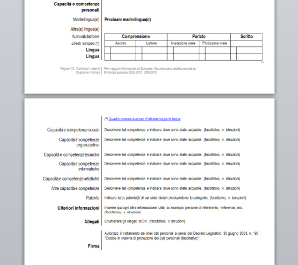 Curriculum Vitae Europass - Download